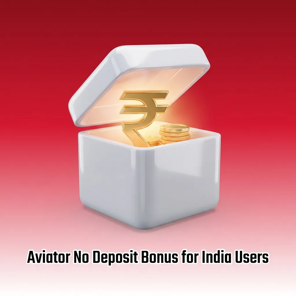Banner promoting Aviator no deposit bonus for India, showing ₹100–₹300 free credit chips and an airplane game screen
