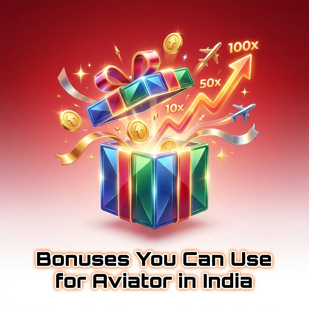 Illustration showing Aviator game on a phone with Indian rupees and casino bonus icons like cashback and deposit match banners