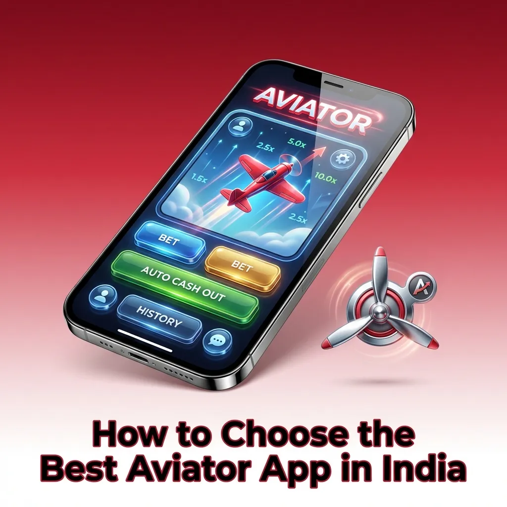 Illustration of a person comparing Aviator betting apps on a smartphone with checklists for safety, payments and features