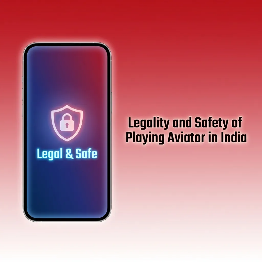 Illustration of Aviator game legality in India, showing licensed casinos, security icons, and warnings about unlicensed sites