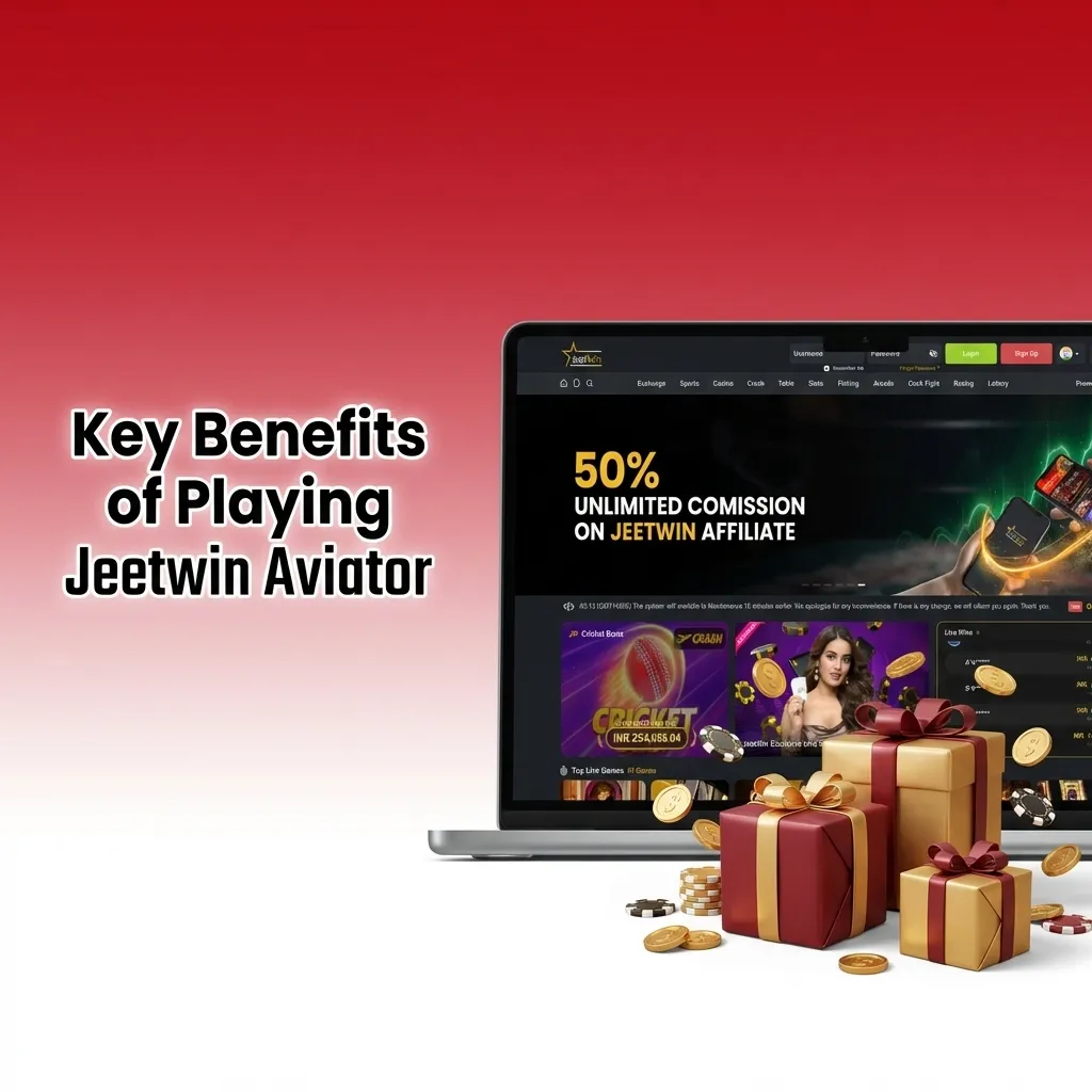 Infographic of Jeetwin Aviator benefits: high RTP crash game, auto tools, live stats, UPI deposits, chat, and mobile play